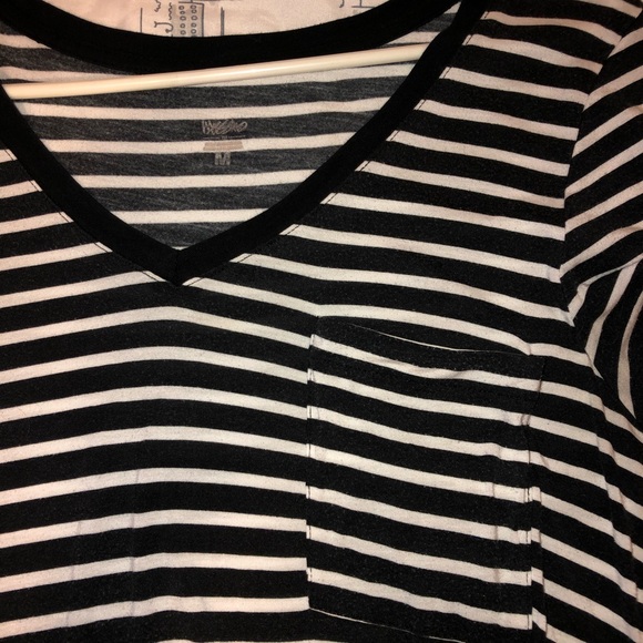 Navy Blue Striped V Neck - Picture 2 of 3